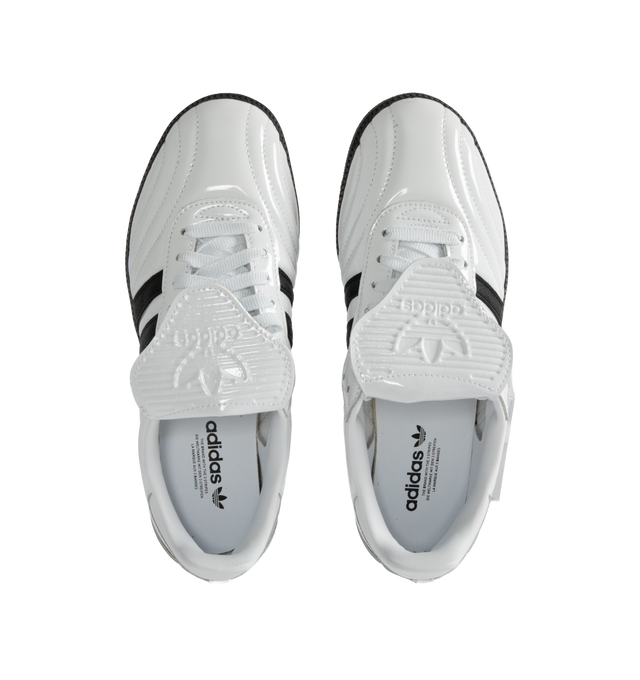 Image 5 of 5 - WHITE - ADIDAS Samba Long Tongue Shoes featuring a fold-over tongue, regular fit, lace closure, patent leather upper and rubber outsole.