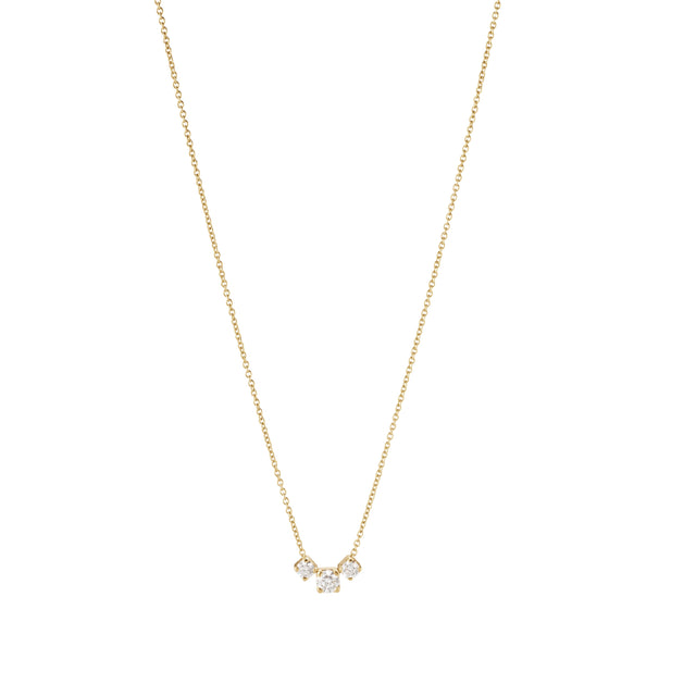 Image 1 of 1 - GOLD - SOPHIE BILLE BRAHE Orangerie Trois Necklace has three petite diamonds loose on a gold chain. 18K gold and 0.3 carats. 43cm. For personal consultation and detailed information about jewelry, please contact our dedicated stylist team at personalshopping@hirshleifers.com.
