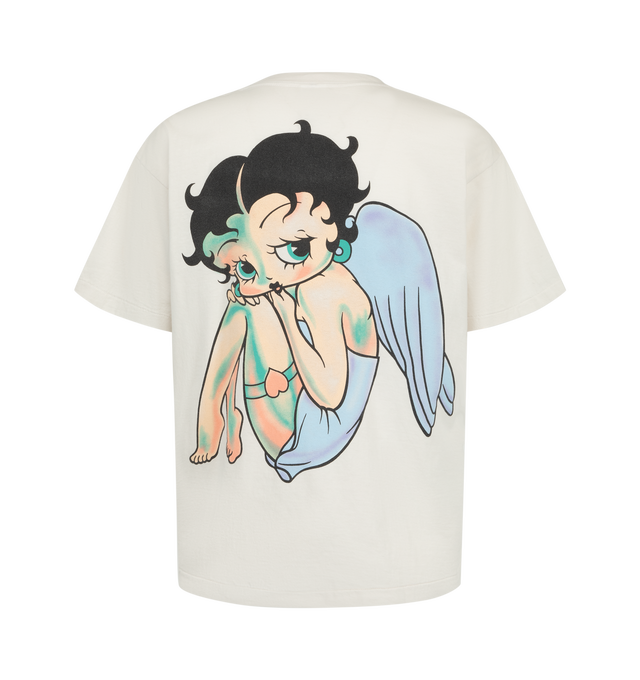 Image 2 of 2 - WHITE - Saint Michael Men's Betty Boop Angel Short-Sleeve T-Shirt is crafted from premium cotton jersey and features a graphic depiction of the iconic Betty Boop character with angel-inspired detailing. Designed with a classic short-sleeve silhouette, this designer graphic tee combines Saint Michael's vintage-influenced aesthetic with recognizable pop-culture imagery. Main Material: 100% Cotton Jersey. Sleeves: Short Sleeves. Details: Betty Boop Angel Graphic.