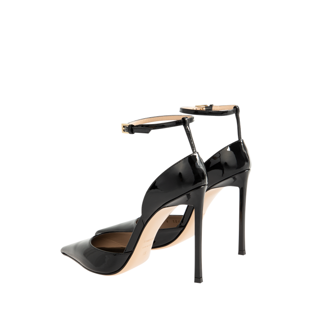 Image 3 of 4 - BLACK - TOM FORD Vertigo Patent Leather Pumps featuring patent leather uppers, slingback silhouette, pointed toes and ankle strap. Leather. Made in Italy.