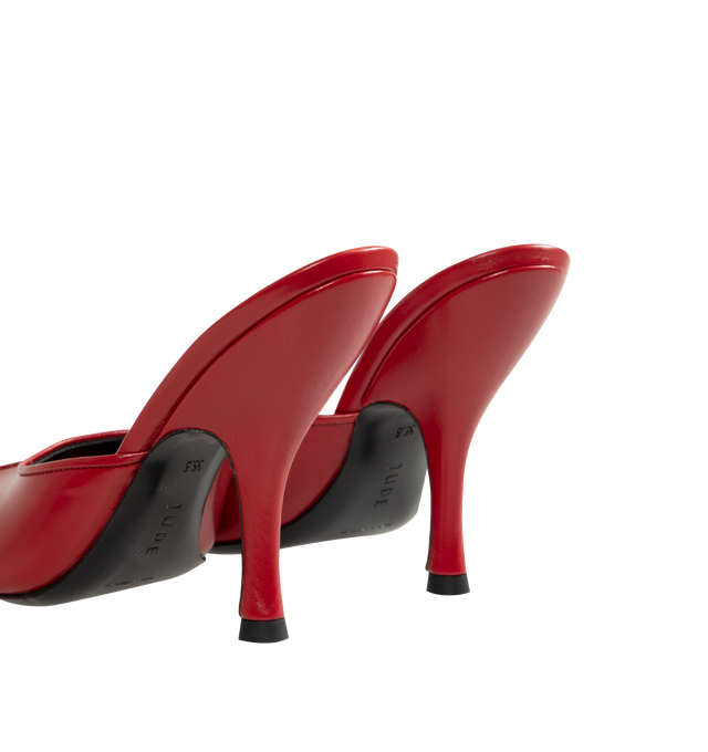 Image 3 of 4 - RED - Jude Women's Date Mule is crafted from baby calf leather and features a sleek slip-on silhouette with a open toe design. Main Material: Baby Calf Leather. Heel Height: 10.5 cm / 4.1 in. Leather Origin: Italy. Made in Portugal.
