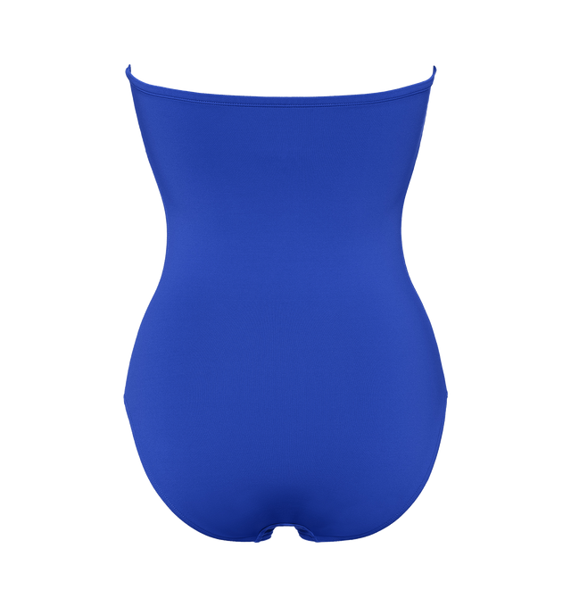 Image 2 of 6 - BLUE - ERES Cassiope One-Piece Bustier Swimsuit featuring bust shirring at front and sides, U-shaped metal link between cups and gripper tape. Main: 84% Polyamid, 16% Spandex. Second: 68% Polyamid, 32% Spandex. Made in Italy. 