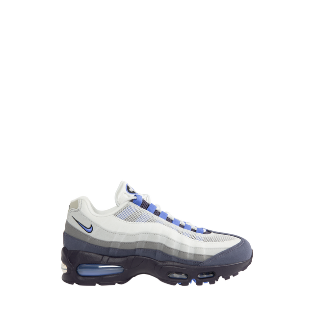 Image 1 of 5 - PURPLE - NIKE Air Max 95 OG Sneaker featuring synthetic leather and textiles, visible Max Air cushioning, flex grooves in the midsole and outsole, foam midsole and rubber outsole.