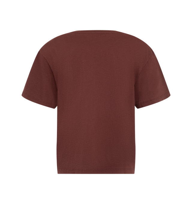 Image 2 of 2 - RED - Radh Women's The Laurent T-Shirt is crafted from lightweight organic cotton and features a classic crewneck silhouette with a soft, fluid hand feel. Cut for an easy, understated fit, this designer essential is refined in proportion for everyday versatility and finished with discreet Radh emblem embroidery at the sleeve. Main Material: Organic Cotton.