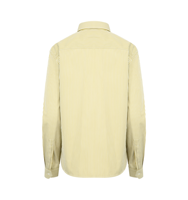 Image 2 of 2 - YELLOW - SAINT LAURENT Cassandre Shirt in striped cotton poplin featuring buttoned front closure, pointed collar, one-button mitered cuffs and chest pocket with logo embroidery. 100% cotton. Made in Italy.