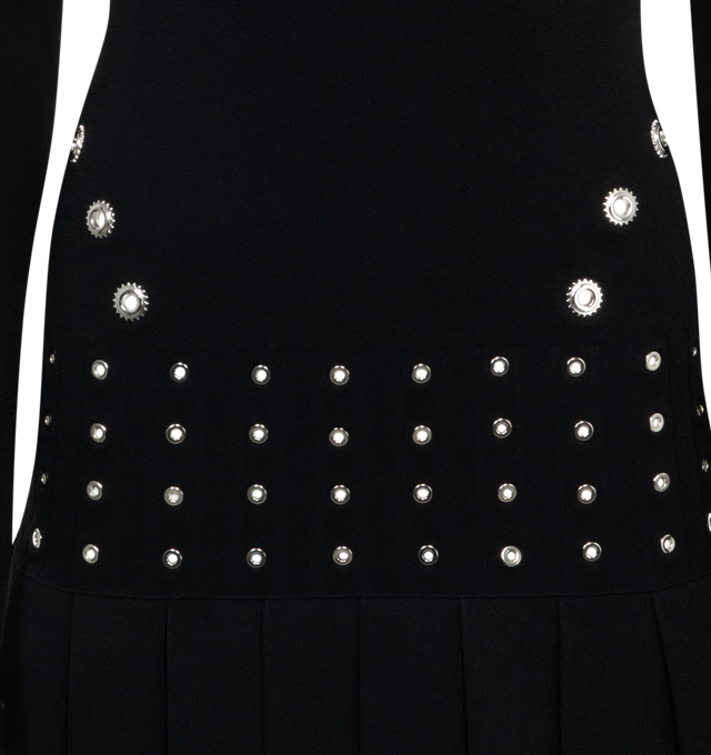 EYELETS PLEATED MINI DRESS (WOMENS)