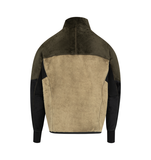 Image 2 of 3 - BROWN - MONCLER GRENOBLE Polartec Sweatshirt featuring Polartec High Loft velvet fleece, padded turtleneck, waterproof half-zipper closure, pockets with elastic trim and stretch wrist gaiters. 97% polyester, 3% elastane/spandex. Lining: 100% polyamide/nylon. Padding: 100% polyester.