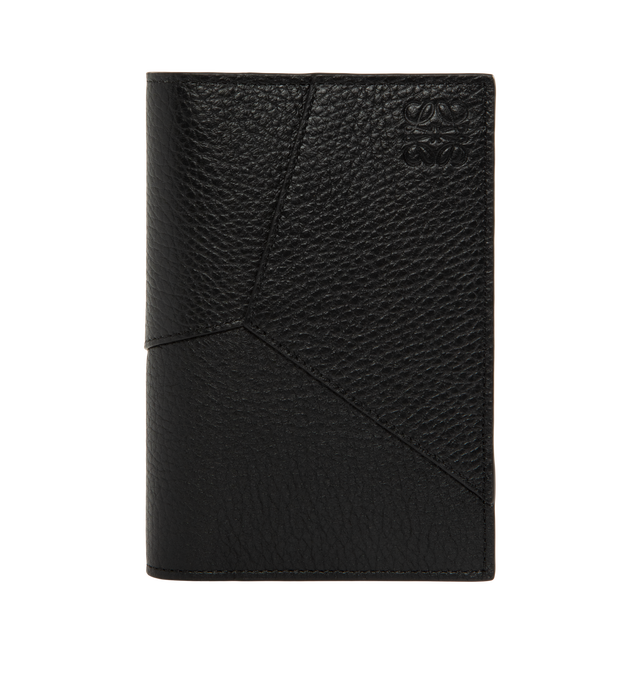 Image 1 of 3 - BLACK - Loewe Puzzle Passport Cover is crafted from supple grained calfskin leather and features the distinctive geometric pattern inspired by the iconic Puzzle bag. Designed to keep travel essentials organized, this passport holder is finished with five card slots, two interior flap pockets, an additional slip pocket, a calfskin lining, and an embossed Anagram logo. Main Material: Supple Grained Calfskin Leather. Lining: Calfskin Leather. Dimensions: 14 x 9.3 x 1.2 cm / 5.5 x 3.7 x 0.5 in. C