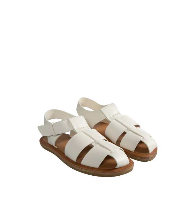Image 2 of 4 - WHITE - THE ROW Fisherman Sandal featuring seamless strap construction and covered adjustable buckle closure. 100% Leather. Rubber sole. Made in Italy. 