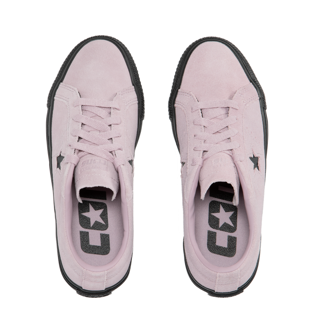 Image 6 of 10 - PINK - CONVERSE One Star Pro Suede Skate Shoes featuring reinforced stitching throughout, leather One Star logo on sidewalls and strip at the heel, lightly padded leather-lined collar with soft textile lined interior, cushioned insole, Converse traction rubber outsole and Converse logo details throughout. 