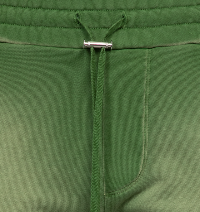 Image 4 of 4 - GREEN - AMIRI Track Shorts featuring logo at the back, logo at the back label, front logo, knee length, side pockets, back patch pocket, elasticated drawstring waist. 100% cotton.  