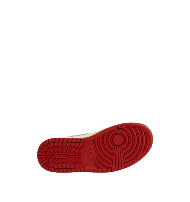 Image 4 of 5 - WHITE - JORDAN Air Jordan 1 High OG Sneaker featuring wings logo on collar, woven tongue, "Nike Air" Swoosh design on tongue top and raw-edge stitching.
