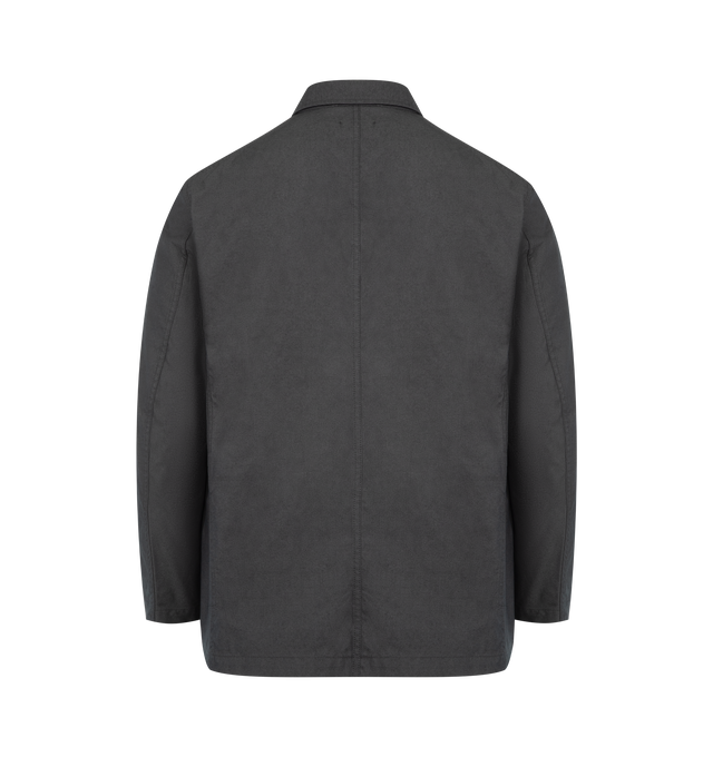 Image 2 of 3 - GREY - ENGINEERED GARMENTS Bedford Jacket featuring peaked lapels, four patch pockets, reinforcement fabric and visible stitching at stress points like the shoulders and pocket interiors and three button closure. 80% cotton, 20% polyester. Made in USA.