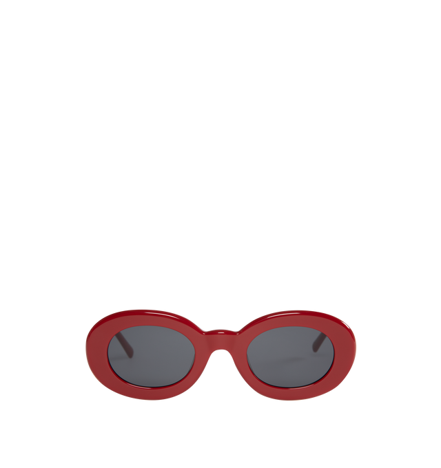 Image 1 of 3 - RED - Jacquemus wire-arm round sunglasses in acetate featuring opaque frame, tinted lenses, metal wire temples with logo. Made in China. 