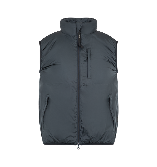 Image 1 of 2 - NAVY - ASPESI Jil Vest featuring lightweight nylon lined in the same fabric, Thermore wadded padding, hem and armholes with Lycra trim, a stand-up collar, zip pockets, a front fastening that is also zipped, Aspesi branded zipper pull and slim fit. 100% nylon.