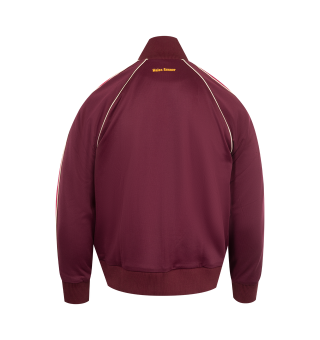 Image 2 of 2 - RED - WALES BONNER Essence Track Jacket featuring a zipped front, side slit pockets, ribbed cuffs and hem and stand collar. 55% polyester, 45% cotton. Made in Portugal.