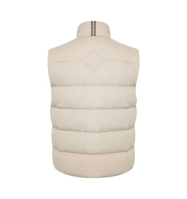 Image 2 of 2 - WHITE - CANADA GOOSE Crofton Vest EnduraLuxe featuring water-repellent protection, packable into interior left pocket, converts into a cinchable bag with a carrying strap, two-way zipper and two exterior tricot-lined zippered hand pockets. 100% recycled polyamide. Made in Canada.