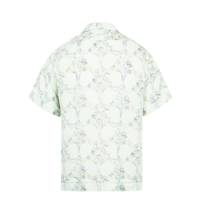 Image 2 of 2 - GREEN - WALES BONNER Lotus Bowling Shirt featuring open collar, front button closure, chest pocket and relaxed fit. 100% viscose. Made in Portugal.