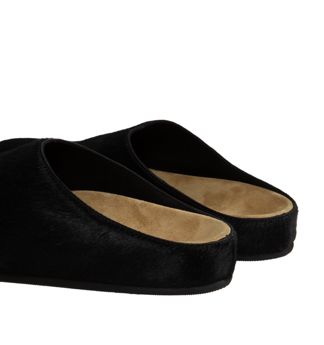Image 3 of 4 - BLACK - The Row Slip-on clog with a sightly cushioned suede footbed, rounded toe and branded insole.  Upper: 100% Calfskin Leather; Sole: 100% Rubber. 