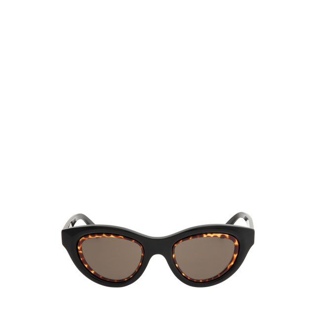 Image 1 of 3 - BLACK - LOEWE Anagram Sunglasses featuring cat eye shaped sunglasses in acetate with a metal inner rim, adjusted fit, UVA/UVB protection and gold-finish metal Anagram. Acetate. Made in Italy.