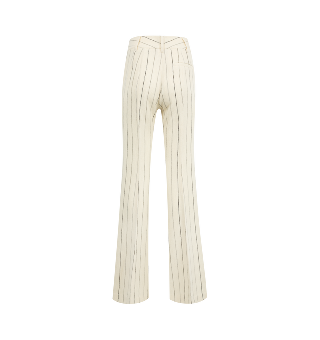 Image 2 of 3 - WHITE - GABRIELA HEARST Rhein Pant featuring pinstripe, high-waisted, dual pockets, back-welt pocket and flared at-the-knee. 50% wool, 50% cashmere. Made in Italy.
