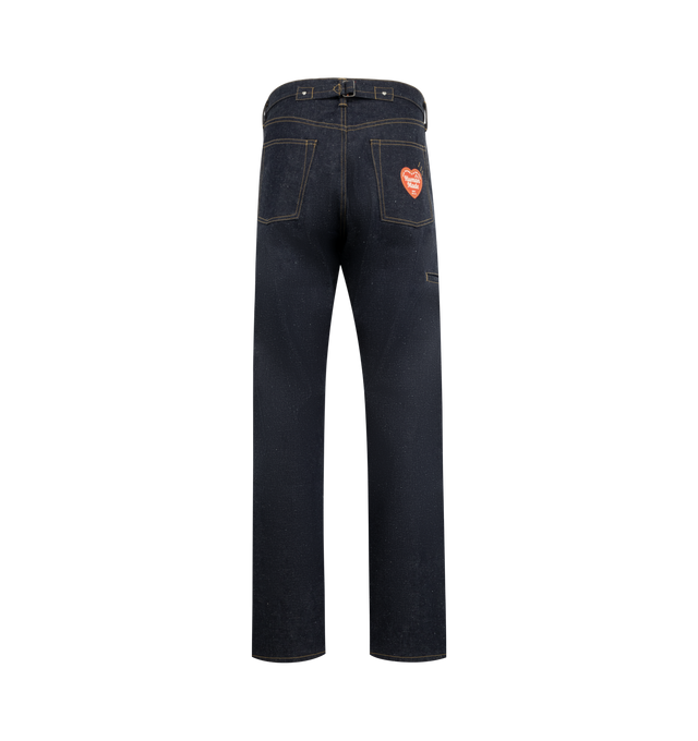 Image 2 of 3 - BLUE - HUMAN MADE Straight Denim Pants Past featuring a straight silhouette, made from lightweight denim, paper label on back pocket, 5 pocket style and button zip closure. 100% cotton.