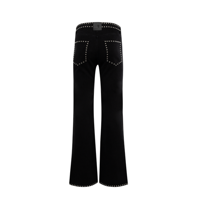 Image 2 of 3 - BLACK - LANVIN LAB x FUTURE Flared black denim jeans enhanced by silver-tone studs that highlight the seams.  Flared straight fit with five pockets, two patch pockets on the back, two on the sides and a gusset pocket, fastening with a metal button and belt loops. Woven 100% cotton denim. 
