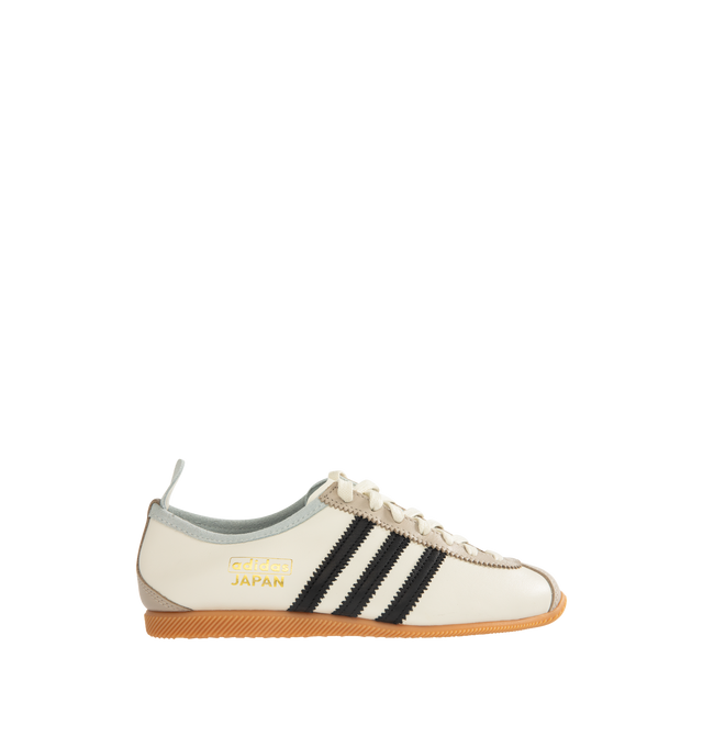Image 1 of 5 - WHITE - ADIDAS Japan Sneaker featuring regular fit, laces, leather upper, leather lining, rubber outsole, low-profile T-toe design and signature archive branding.