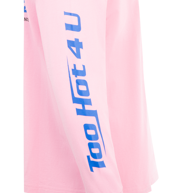 Image 3 of 4 - PINK - PLEASURES Hot 4 U Tee featuring relaxed fit, long sleeves, crew neckline, screen-printed graphics and ribbed trims. 100% cotton.