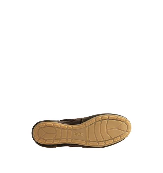 Image 4 of 5 - BROWN - Saint Laurent Men's 'Lewis 05' sneakers are cut from tonal panels of suede and velvet. Elasticated trims allow for easy entry, while a logo-embossed patch at the heel offers a signature house finish. Material: leather (suede); Lining: leather; Sole: leather insole, rubber sole; Toe shape: round toe. Made in Italy