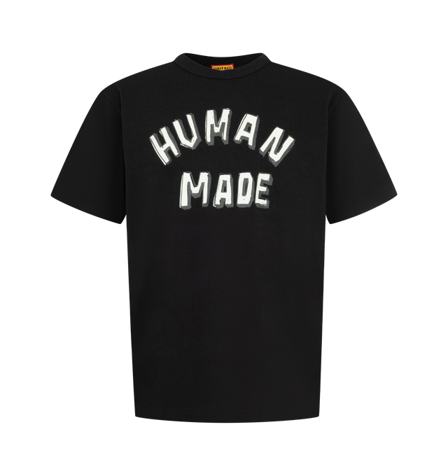 Image 1 of 2 - BLACK - Human Made Men's Graphic T-Shirt is crafted from dry-feel cotton and features a logo print at the front and a hand-painted style tiger graphic at the back. Designed with a binder crewneck, short sleeves, and a clean black finish, this graphic tee.