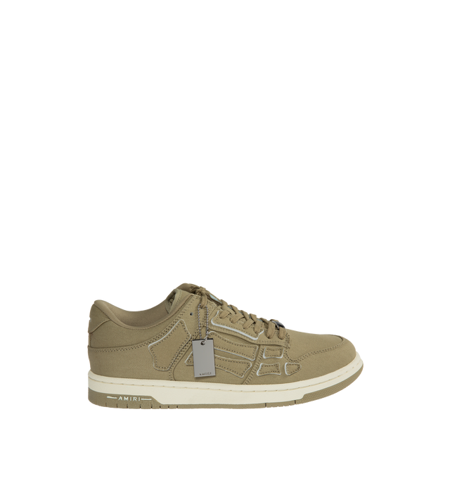 Image 1 of 5 - GREEN - AMIRI Chunky Canvas Skeleton Low-Top Sneakers featuring appliqu details and paneling, round toe and lace-up style. Cotton upper. Rubber sole. 