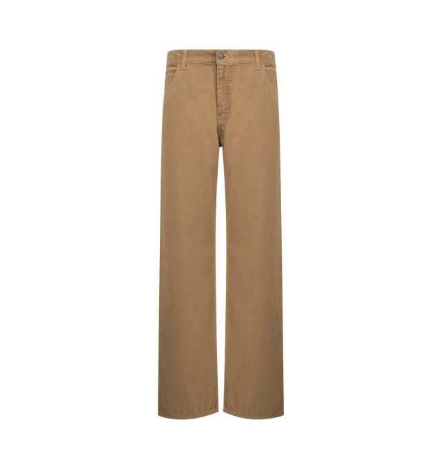 Image 1 of 3 - BROWN - THE ROW Eglitta Pant featuring mid-rise pant in pinwale cotton corduroy with straight fit, tonal topstitching and classic 5-pocket construction. 100% cotton. Made in Italy.