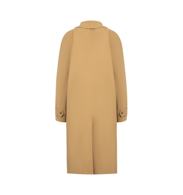Image 3 of 4 - BROWN - THE ROW Pluma Coat featuring relaxed single-breasted car coat in washed cotton and cashmere with raglan construction, slant welt pockets, and concealed front placket with button closure. 85% cotton, 15% cashmere. Lined in 100% cotton. Made in Italy.