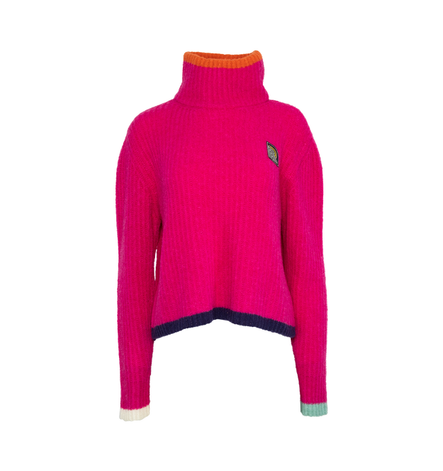 COLOR TRIMMED KNIT TURTLE NECK