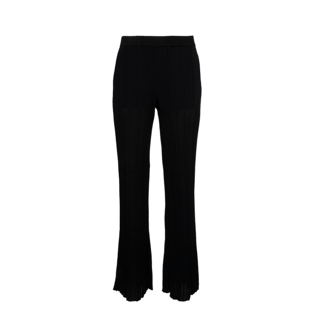Image 1 of 4 - BLACK - STELLA MCCARTNEY Lightweight Plisse Knit Trousers featuring elastic waistband, side slant pockets and plisse fabric. 84% viscose, 16% polyamide. Made in Italy. 