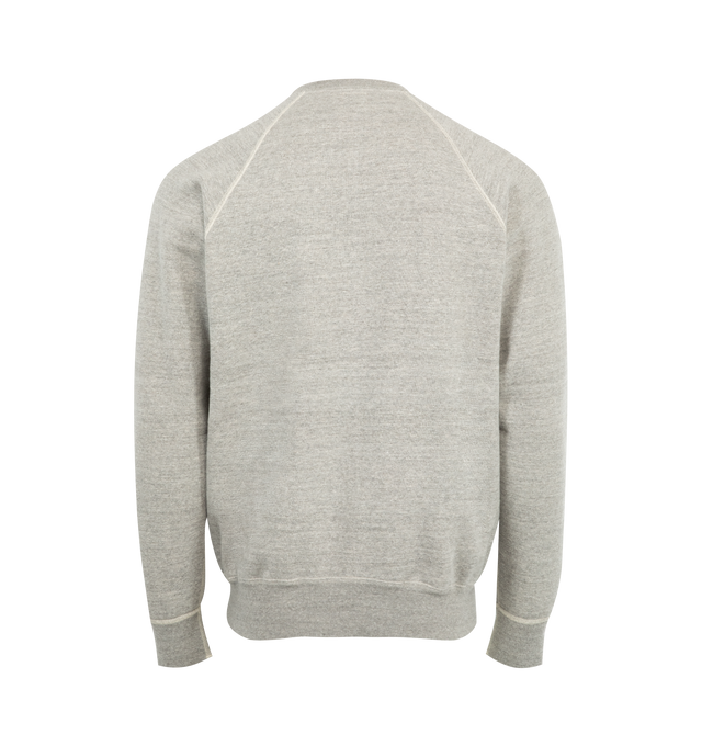 Image 2 of 2 - GREY - ORSLOW Loopwheel Crewneck Sweatshirt featuring raglan sleeves, ribbed hem and crew neck. 100% Japanese cotton. Made in Japan.