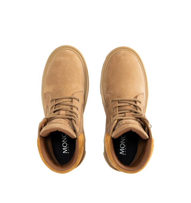 Image 4 of 4 - BROWN - MONCLER Peak City Nubuck & Suede Lace-Up Boots featuring nubuck and suede upper, leather and mesh lining, lace-up, TPU spoiler, EVA midsole and leather sole. Calf height 13.5 cm. Sole height 4 cm.