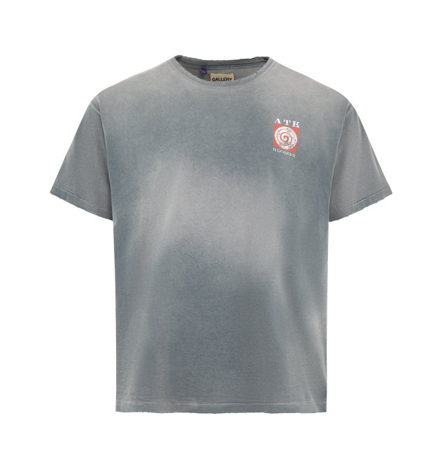 Image 1 of 2 - GREY - GALLERY DEPT. 40-Year Tee featuring relaxed 90's fit, short sleeves, 'ATK' graphic on the front, GD ENGLISH logotype overlayed with ATK typography on the back and fading throughout. 100% cotton. Made in USA.