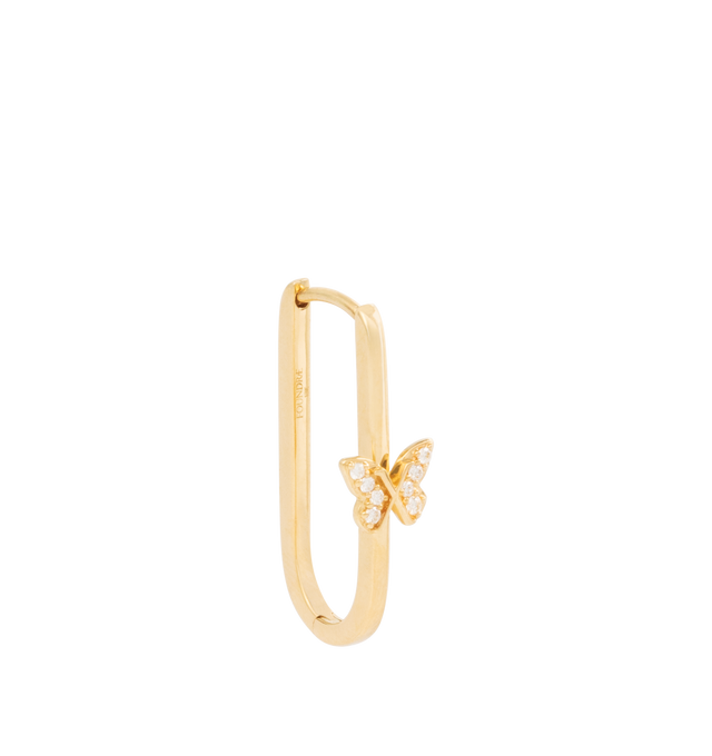 Image 2 of 2 - GOLD - Foundrae Butterfly Pave Fob Earring Crafted in 18 karat yellow gold. This Fob Earring features a diamond pav butterfly, symbolizing Reverie. Sold as a single earring. Hirshleifers offers a range of pieces from this collection in-store. For personal consultation and detailed information about jewelry, please contact our dedicated stylist team at personalshopping@hirshleifers.com. This item may be restricted for online purchase to international clients. For assistance purchasing this it