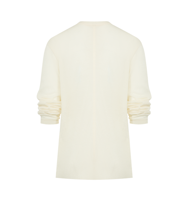Image 2 of 2 - WHITE - THE ROW Amia T-Shirt featuring relaxed long-sleeved top in textured cotton jersey, ribbed crewneck, signature center back detail and spun from pure cotton slub yarn. 100% cotton. Made in Italy.