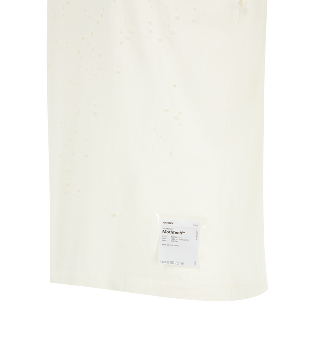 Image 3 of 3 - WHITE - Satisfy MothTech Muscle Tee is crafted from its signature MothTech ventilation material with laser-cut, hand-opened perforations engineered for targeted airflow. Finished with an external detachable care label for distraction-free comfort, this performance-driven essential is designed for everyday training and lasting wear. Main Material: 100% organic combed cotton.