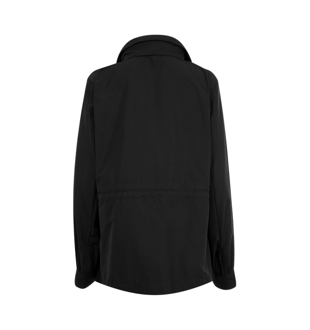 Image 2 of 4 - BLACK - MONCLER Enet Hooded Parka Jacket featuring technical twill lining at the front, pull-out hood, adjustable collar, zip closure, zipped pockets, waistband with drawstring fastening, adjustable cuffs, fitted waist and elasticized belt. 100% polyester.