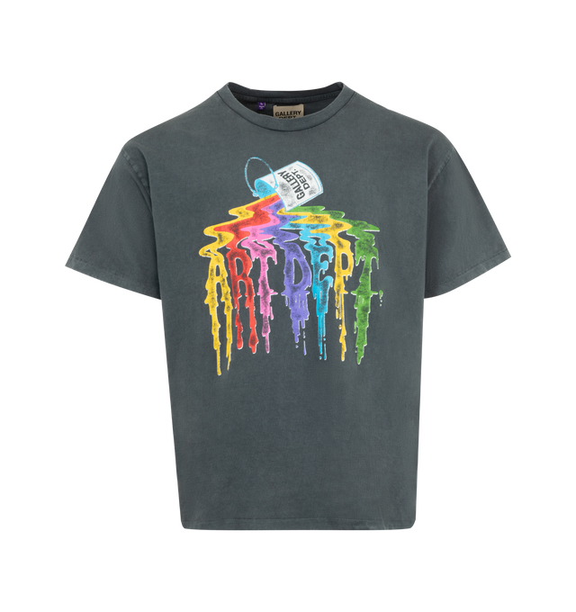 Image 1 of 2 - BLACK - GALLERY DEPT. Supply Tee featuring relaxed fit, short sleeves, crew neck and front and back graphic. 100% cotton. Made in USA.