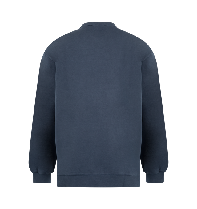 Image 2 of 2 - BLUE - CARHARTT WIP Pond Corps Sweatshirt featuring an unbrushed, heavyweight cotton jersey, a balloon fit, dropped shoulders, ribbed trims and graphic print appears on the front. 100% cotton.