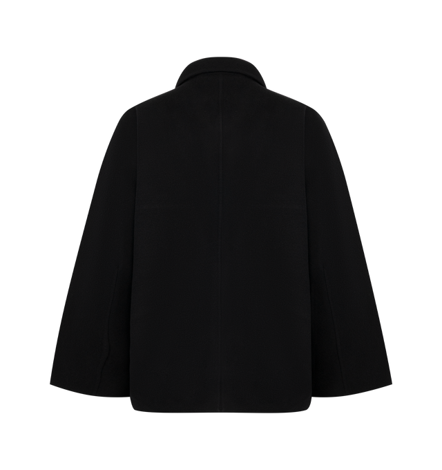 Image 2 of 3 - BLACK - EXTREME CASHMERE Bog Jacket featuring double-faced cashmere, cropped, wide sleeves that expose the wearers wrists, voluminous shape, bloused hemline, a zipper-closure, a pointed collar and two welt pockets. 70% wool, 30% cashmere.
