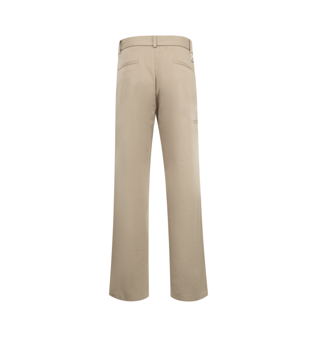 Image 2 of 3 - NEUTRAL - Moncler Cotton Gabardine Trousers have a zip and button closure, top stitching at the knees, side pockets, and back pockets. Cotton gabardine.