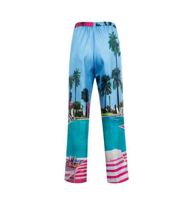 Image 2 of 3 - MULTI - LIBERTINE Poolside Clean Pajama Pant featuring relaxed fit, elastic waist and graphic throughout. 100% silk. Made in USA.