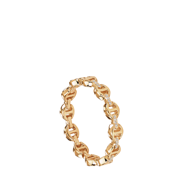Image 2 of 2 - GOLD - HOORSENBUHS Micro II Ring with Diamond Bridges featuring solid 18K gold construction, hand-set diamond bridge detailing, micro tri-link architecture and band width: 3.5mm. Size 6. Hirshleifers offers a range of initial pieces from this collection in-store. For personal consultation and detailed information about jewelry, please contact our dedicated stylist team at personalshopping@hirshleifers.com.