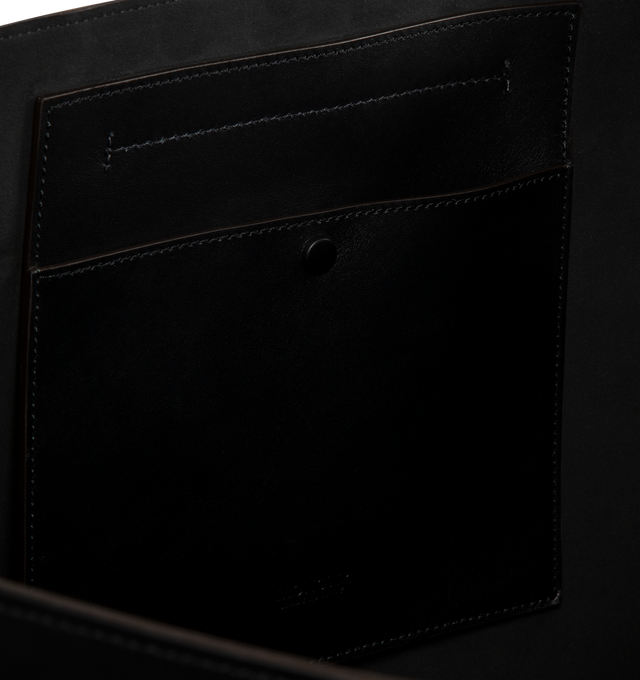 Image 3 of 3 - BLACK - MONCLER Carlo Leather Tote Bag featuring calf leather, micro suede lining, zipped pocket, adjustable leather handles and embossed and metal logo details. L 42 cm X H 31 cm X D 22 cm.